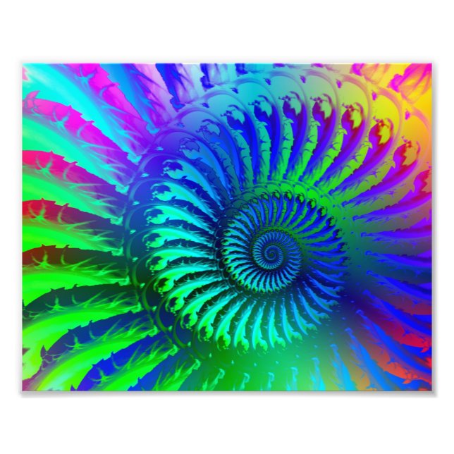 Psychedelic Fractal Blue Pattern Photo Print (Front)
