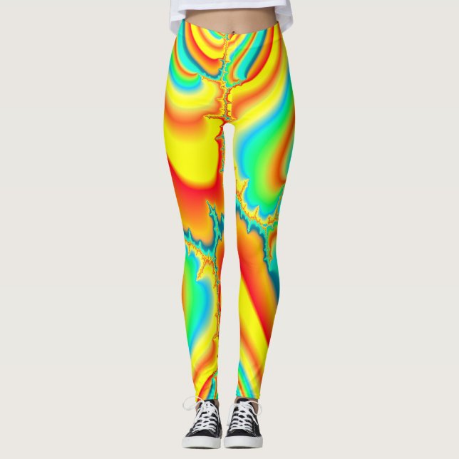 Psychedelic fractal colourful custom leggings (Front)