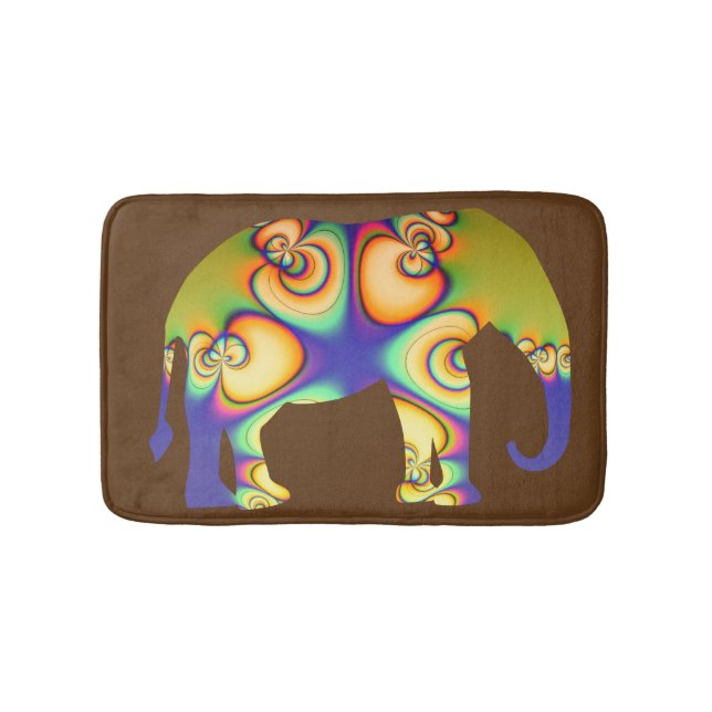 Psychedelic Fractal Elephant Bath Mat (Front)