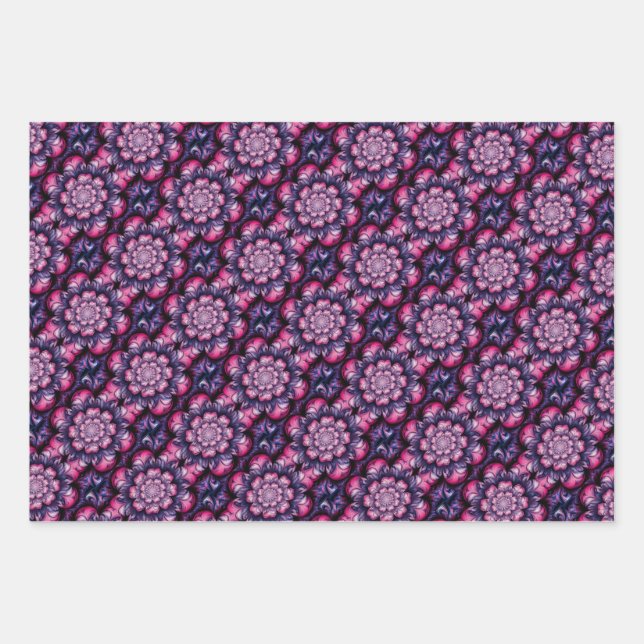 Psychedelic Fractal Flower Wrapping Paper (Front)
