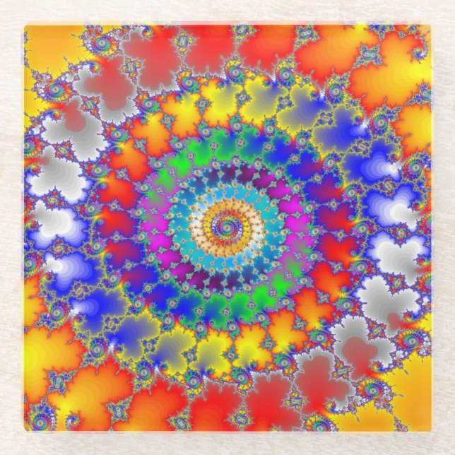 Psychedelic Fractal Glass Coaster (Front)