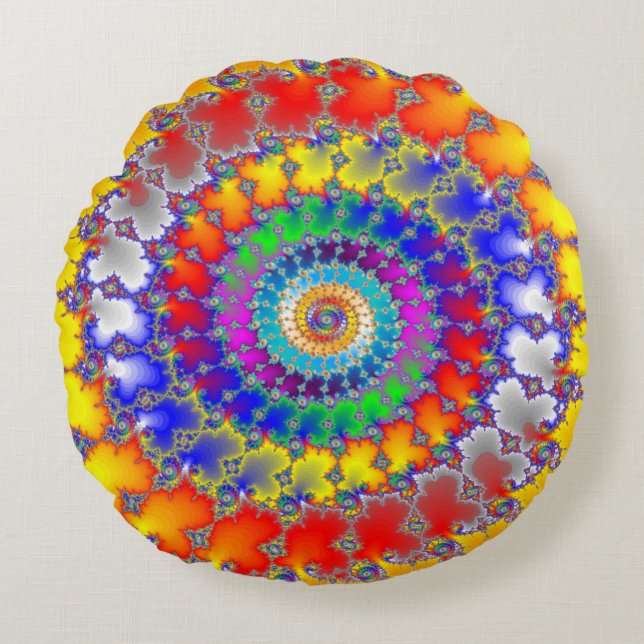 Psychedelic Fractal Round Cushion (Front)