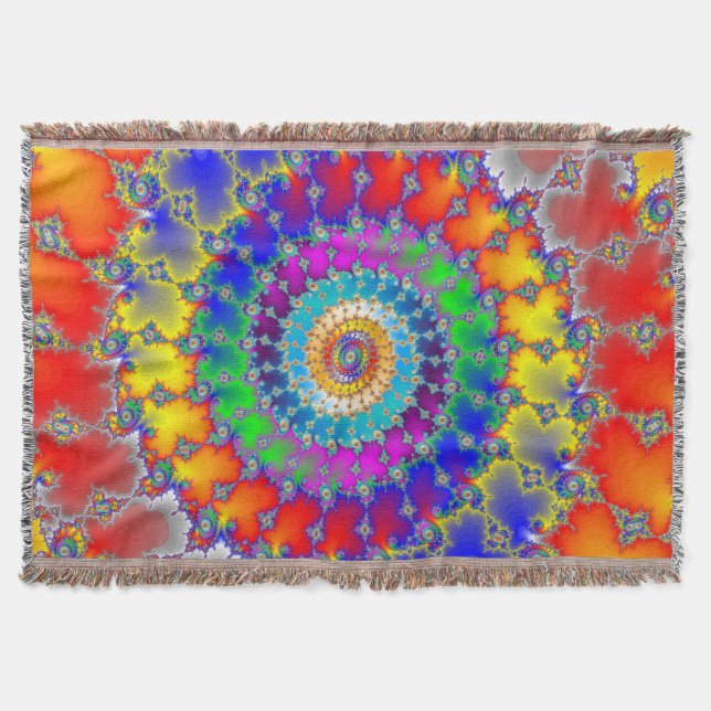 Psychedelic Fractal Throw Blanket (Front)