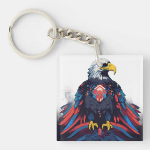 Psychedelic Freedom: American Eagle in ColoT-Shirt Key Ring