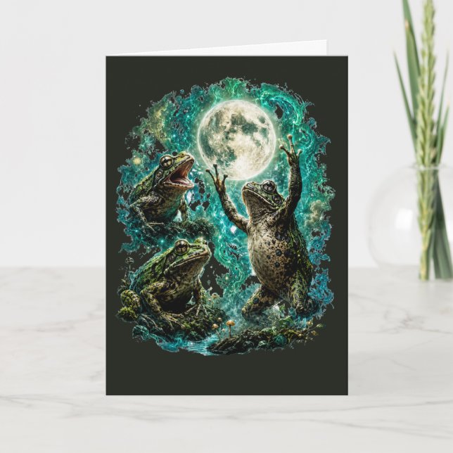 Psychedelic Frog Mystical Frog Moonlight Cosmic Card (Front)