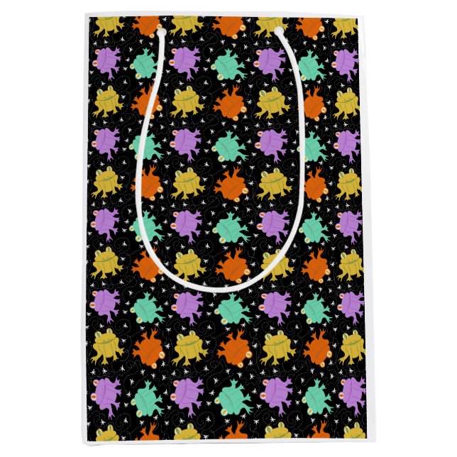Psychedelic Frogs Multicolored Wrapping Paper  Medium Gift Bag (Front)