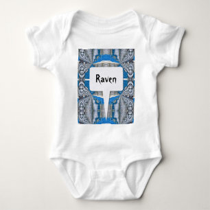 Psychedelic Fun Fractal Pattern & Text Baby Bodysuit