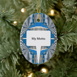 Psychedelic Fun Fractal Pattern & Text Ceramic Ornament