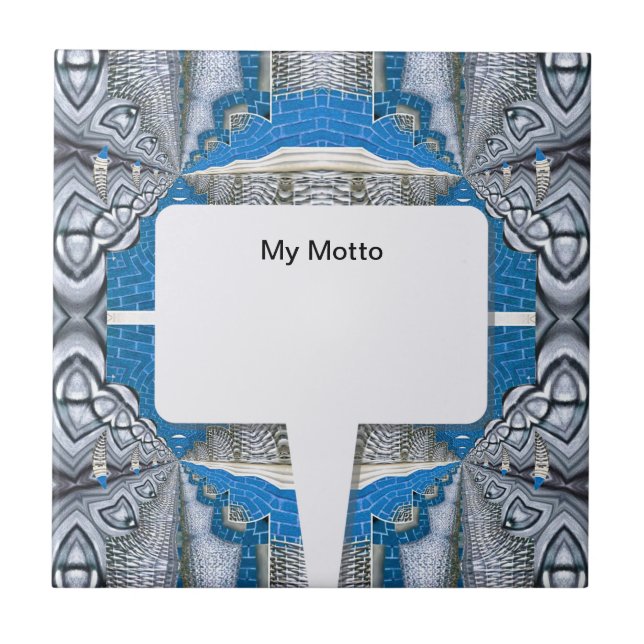 Psychedelic Fun Fractal Pattern & Text Ceramic Tile (Front)
