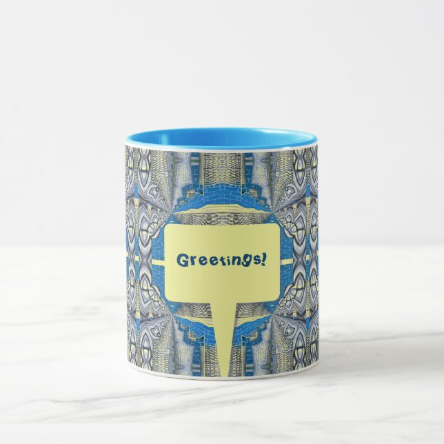 Psychedelic Fun Fractal Pattern & Text Mug (Center)