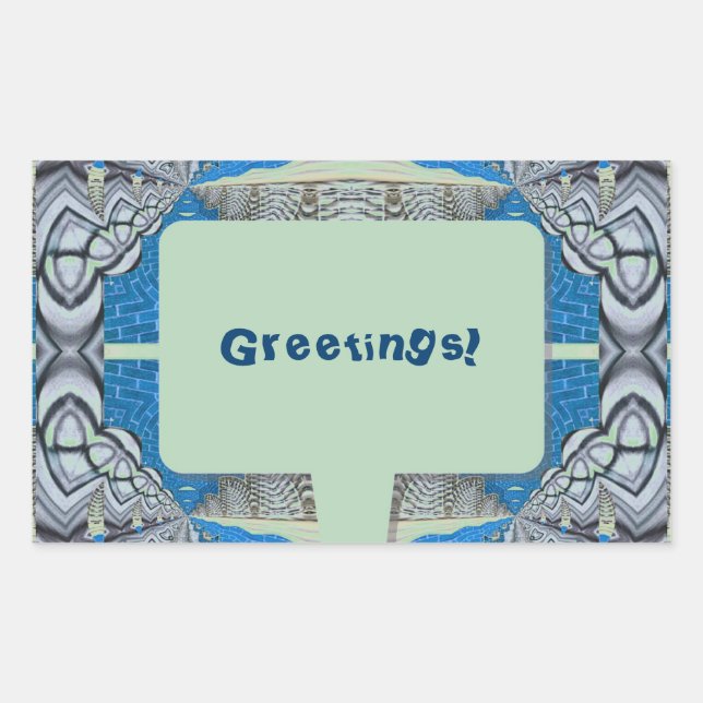 Psychedelic Fun Fractal Pattern & Text Rectangular Sticker (Front)