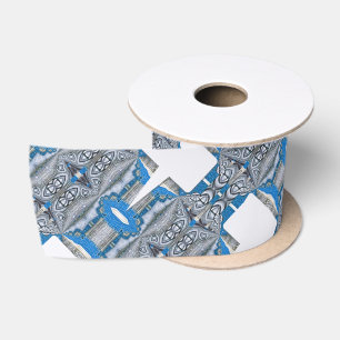 Psychedelic Fun Fractal Pattern & Text Satin Ribbon