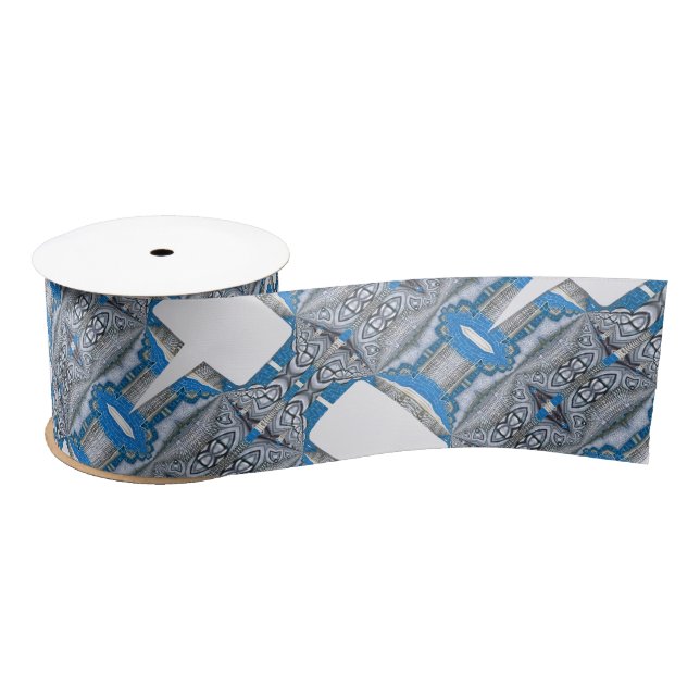 Psychedelic Fun Fractal Pattern & Text Satin Ribbon (Spool)