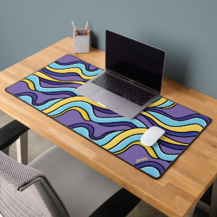 Psychedelic Funky Colourful Waves Name  Desk Mat