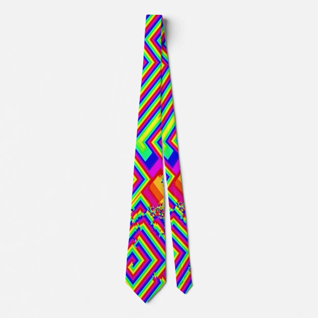 Psychedelic Geometric Collage Pattern Necktie (Front)