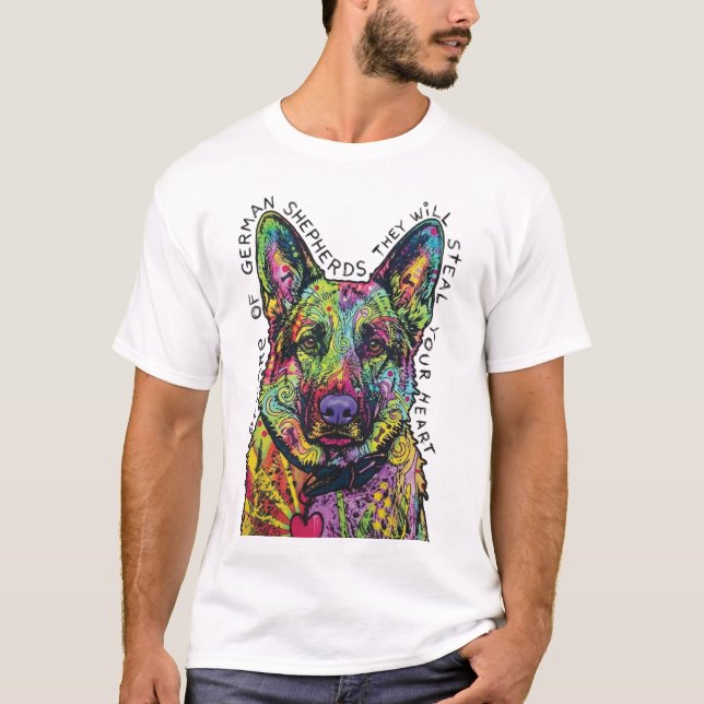 Psychedelic German Shepherd Heart T-Shirt (Front)