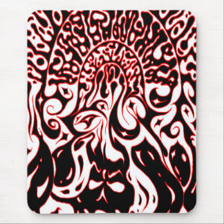 Psychedelic Ghost - Black White and Red Mouse Pad