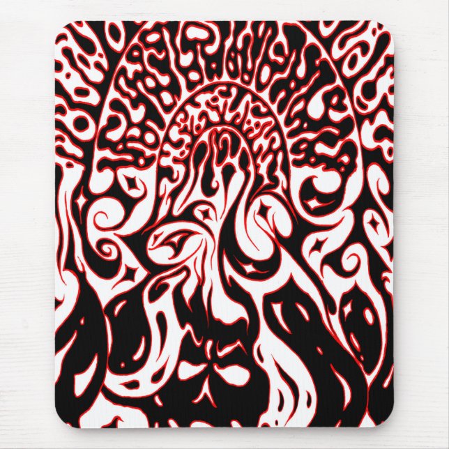 Psychedelic Ghost - Black White and Red Mouse Pad (Front)