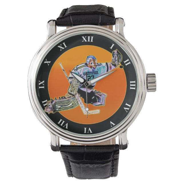 Psychedelic Glowing Ice Hockey Goalkeeper Goalie Watch (Front)