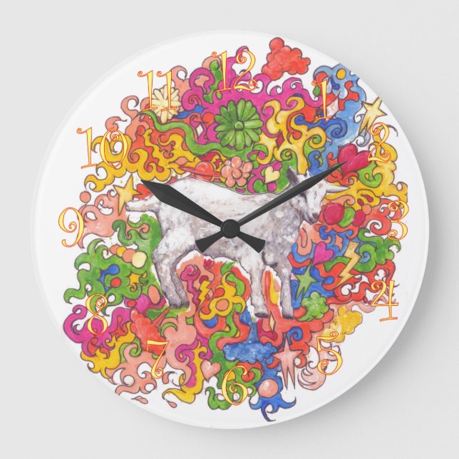 Psychedelic Goat Large Clock (Front)