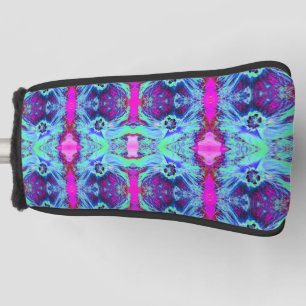 Psychedelic Green and Blue Hibiscus Pattern Golf Head Cover