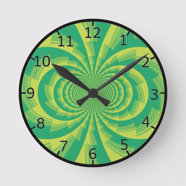 Psychedelic Green Art Round Clock (Front)