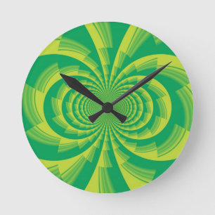 Psychedelic Green Art Round Clock