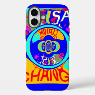 Psychedelic Groove: Pop Art Abstract Energy iPhone 16 Plus Case