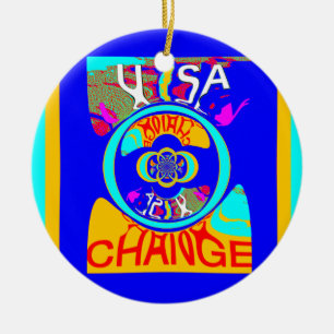 Psychedelic Groove: Pop Art Abstract Energy Ceramic Ornament