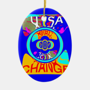 Psychedelic Groove: Pop Art Abstract Energy Ceramic Tree Decoration