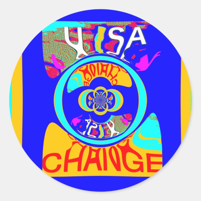 Psychedelic Groove: Pop Art Abstract Energy Classic Round Sticker (Front)