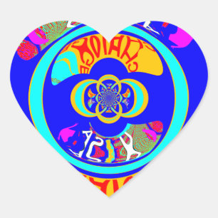 Psychedelic Groove: Pop Art Abstract Energy Heart Sticker