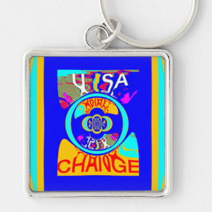 Psychedelic Groove: Pop Art Abstract Energy Key Ring