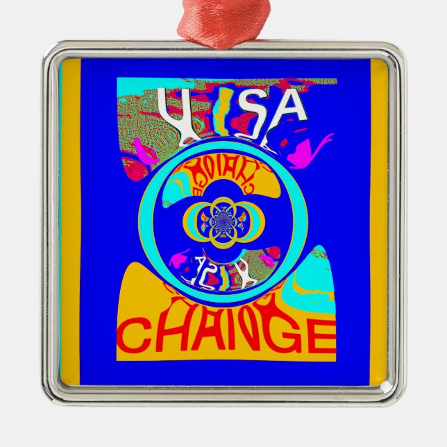Psychedelic Groove: Pop Art Abstract Energy Metal Ornament (Front)