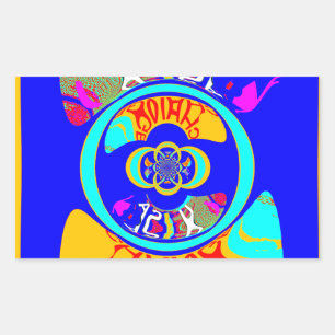 Psychedelic Groove: Pop Art Abstract Energy Rectangular Sticker