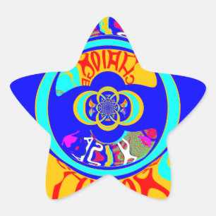 Psychedelic Groove: Pop Art Abstract Energy Star Sticker