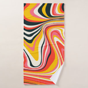 Psychedelic groovy background. Colourful abstract Bath Towel