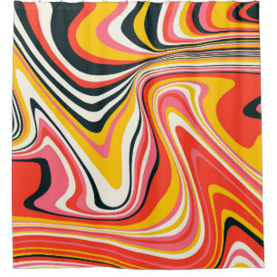 Psychedelic groovy background. Colourful abstract Shower Curtain