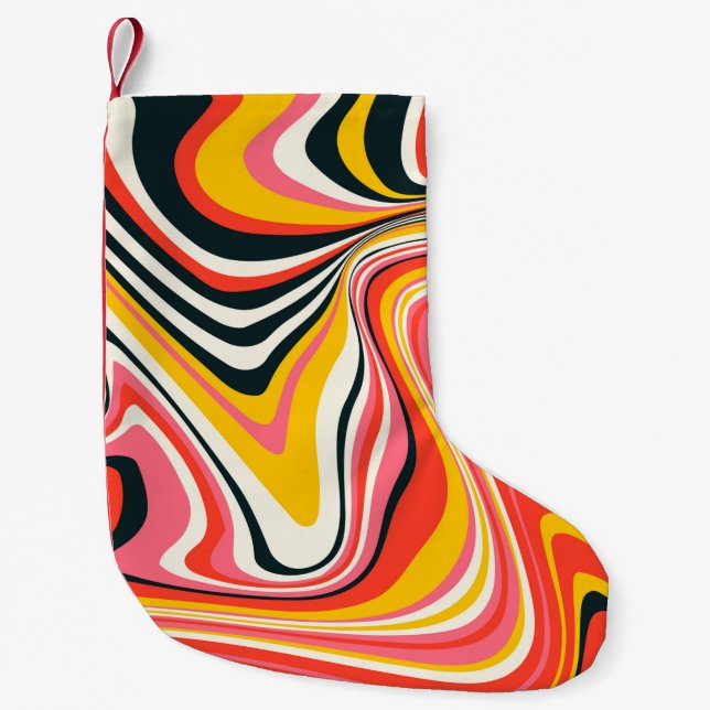 Psychedelic groovy background. Colourful abstract  Small Christmas Stocking (Front)