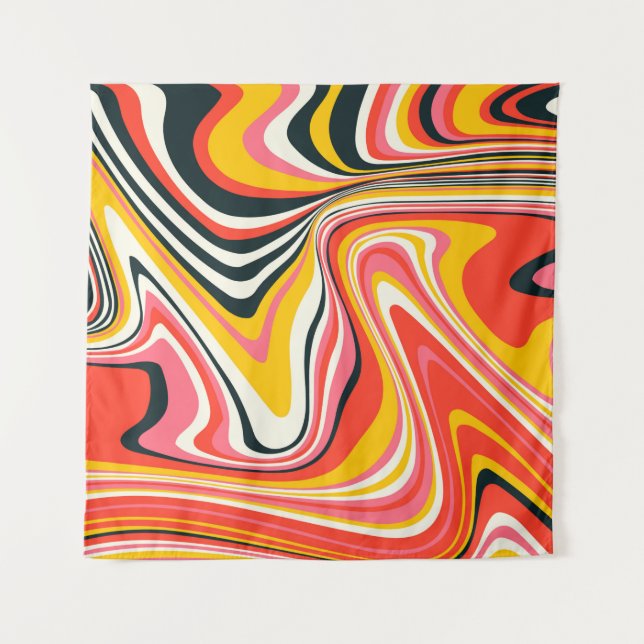 Psychedelic groovy background. Colourful abstract  Tapestry (Front)