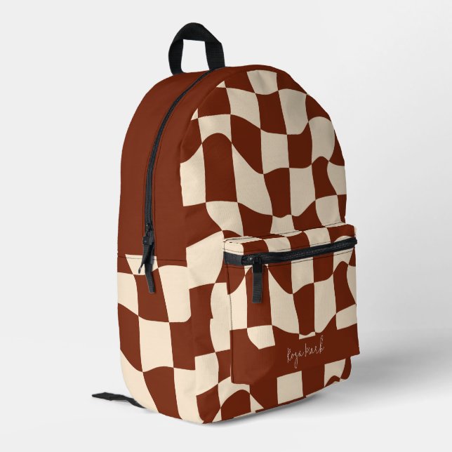 Psychedelic Groovy Chequerboard  Printed Backpack (Back Corner Left)