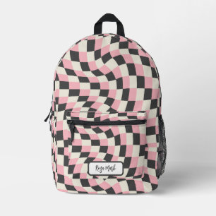 Psychedelic Groovy Chequerboard, Y2K 90s Printed Backpack