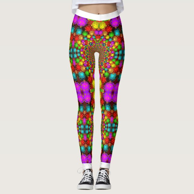 Psychedelic Groovy Colourful Crazy Leggings (Front)