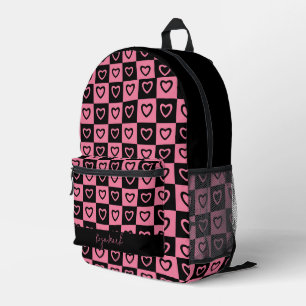Psychedelic Groovy Heart Chequerboard, Y2K 90s Printed Backpack