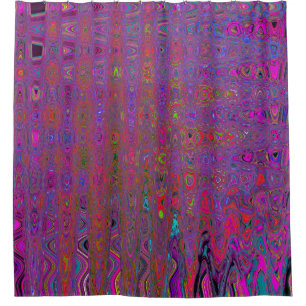 Psychedelic Groovy Magenta Retro Atomic Waves Shower Curtain