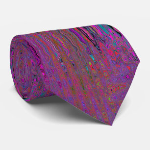 Psychedelic Groovy Magenta Retro Atomic Waves Tie