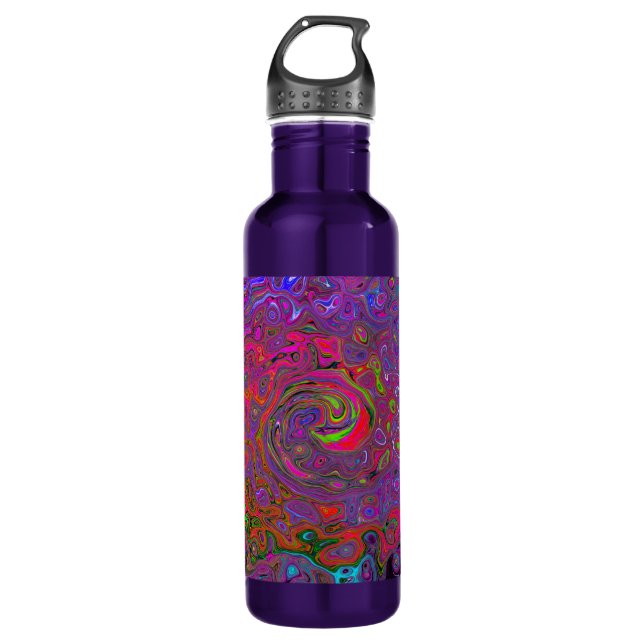 Psychedelic Groovy Magenta Retro Liquid Swirl 710 Ml Water Bottle (Front)