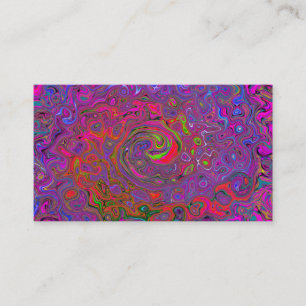Psychedelic Groovy Magenta Retro Liquid Swirl Business Card
