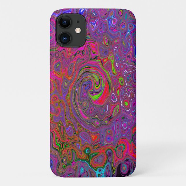 Psychedelic Groovy Magenta Retro Liquid Swirl Case-Mate iPhone Case (Back)