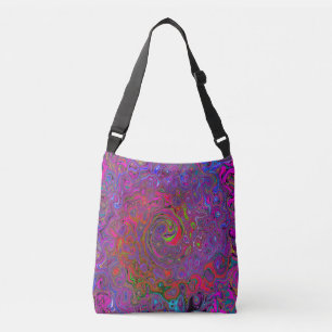 Psychedelic Groovy Magenta Retro Liquid Swirl Crossbody Bag